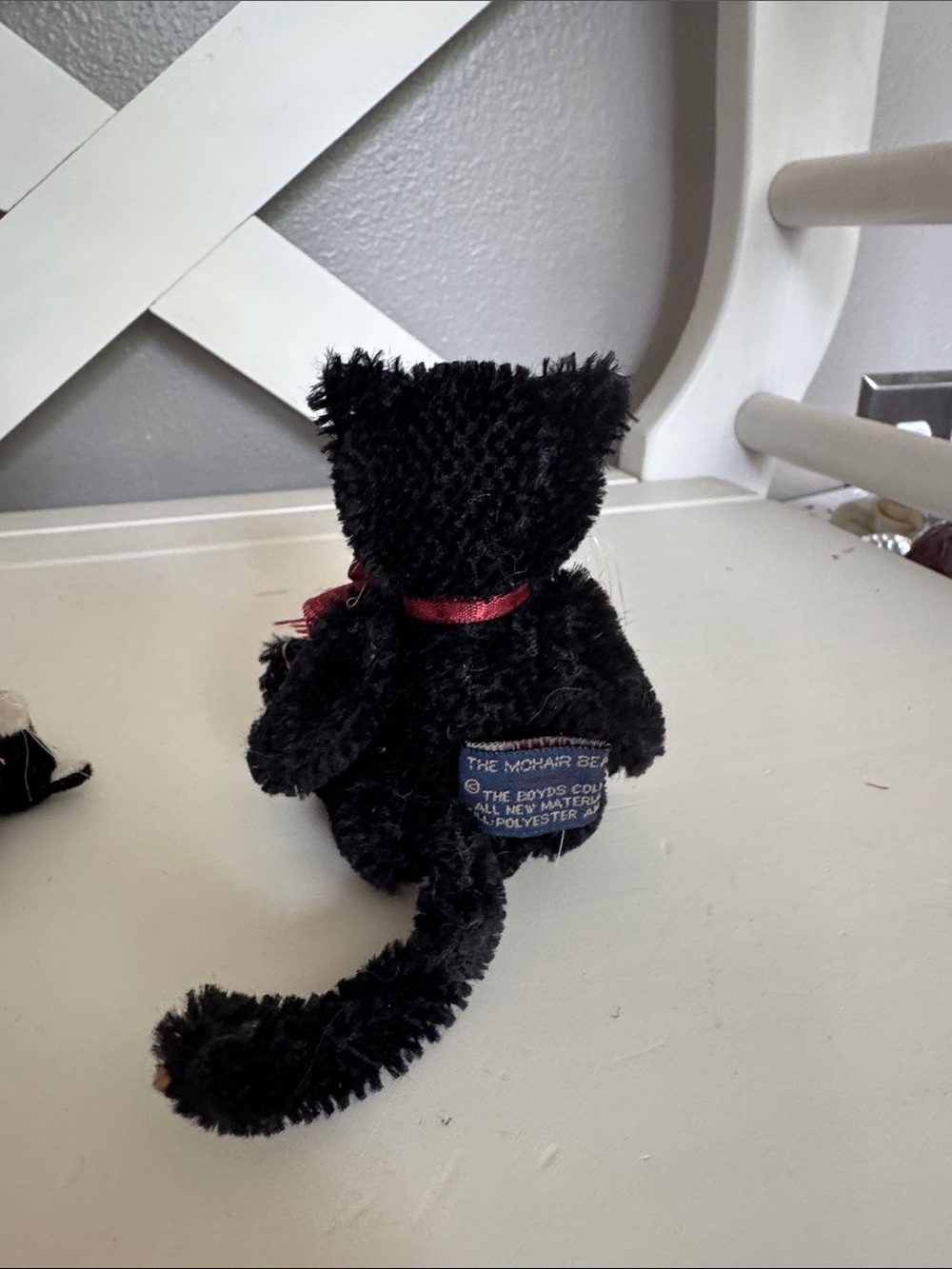 Vintage Boyds Bears Black & White Cat Pair with Pink Bows - Picture 4 of 8